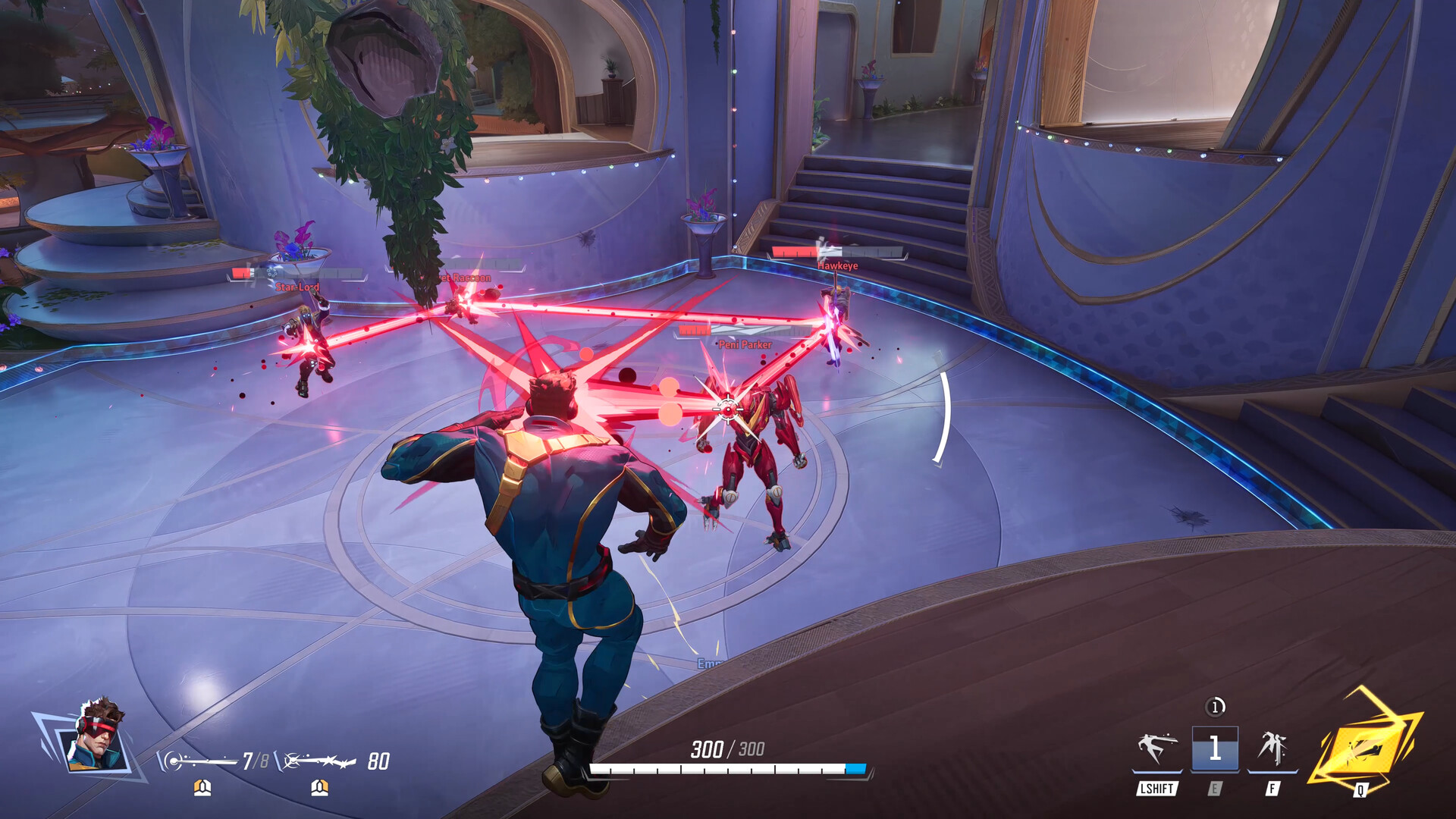 Marvel Rivals heroes combining powers in a destructible arena