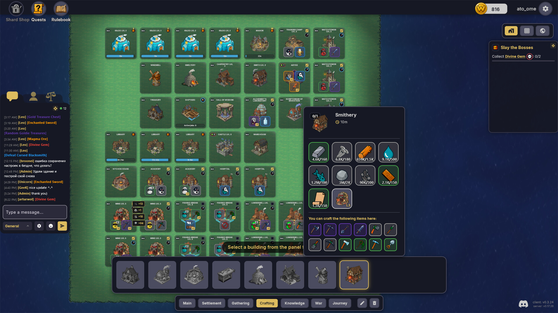World of Eggs civilization interface and automated settlement systems